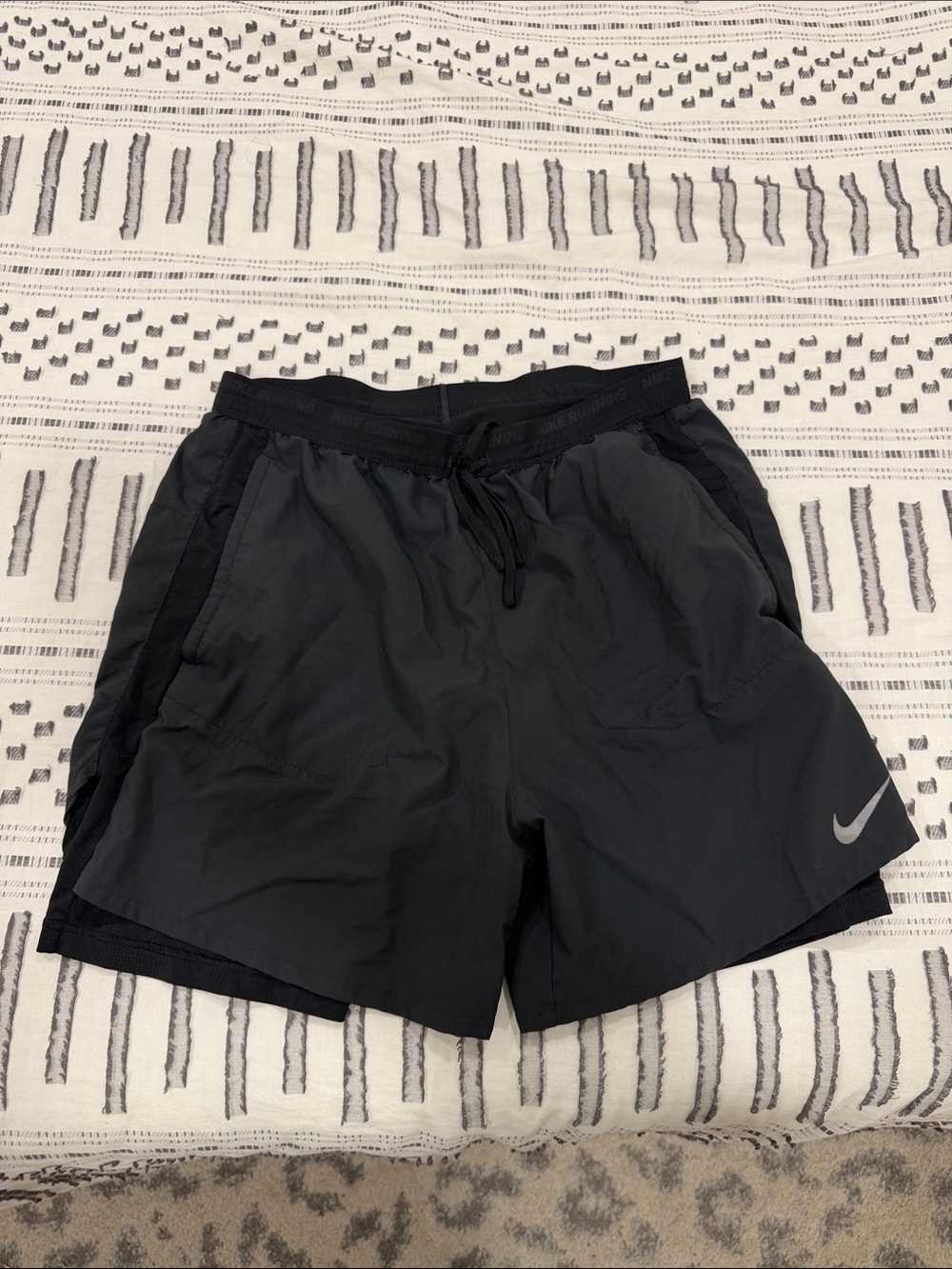 Nike Black Athletic Running Shorts with Drawstring Waist